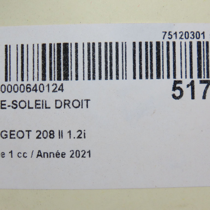 Pare-soleil droit occasion  98100807PR 5