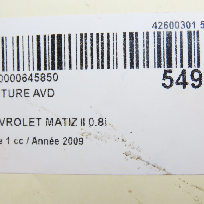 Ceinture avant droite occasion CHEVROLET MATIZ II Phase 1 06-2005->09-2009 0.8i 96407263 6