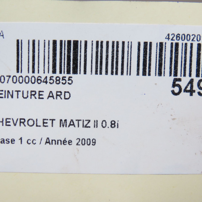 Ceinture arrière droite occasion CHEVROLET MATIZ II Phase 1 06-2005->09-2009 0.8i 96419632 6