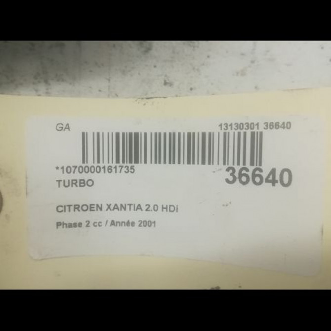 Turbo occasion CITROEN XANTIA Phase 2 12-1997->06-2001 2.0 HDi 90ch 5