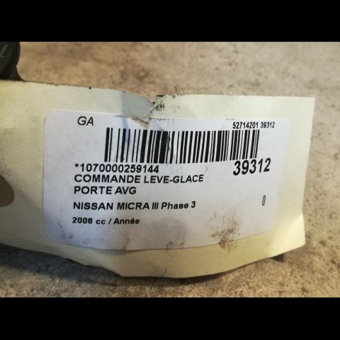 Commande lève-glace porte avant gauche occasion NISSAN MICRA III Phase 3 11-2007->11-2010 1.4i 88ch 25401BC60B 2
