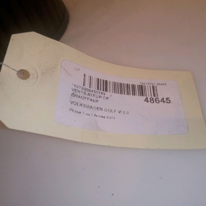 Ventilateur de chauffage occasion VOLKSWAGEN GOLF VI Phase 1 10-2008->04-2013 2.0 TDI 140ch 1K1820021 4