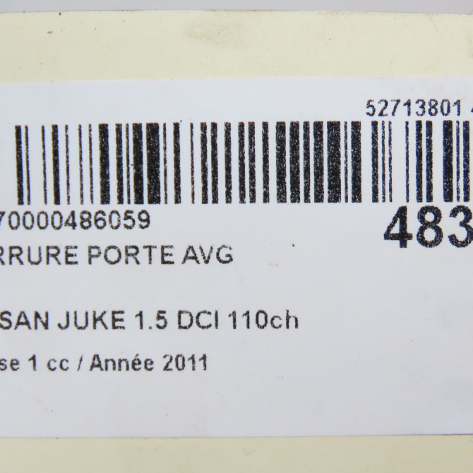 Serrure porte avg occasion NISSAN JUKE Phase 1 09-2010->... 1.5 DCI 110ch 805011KD1A 6