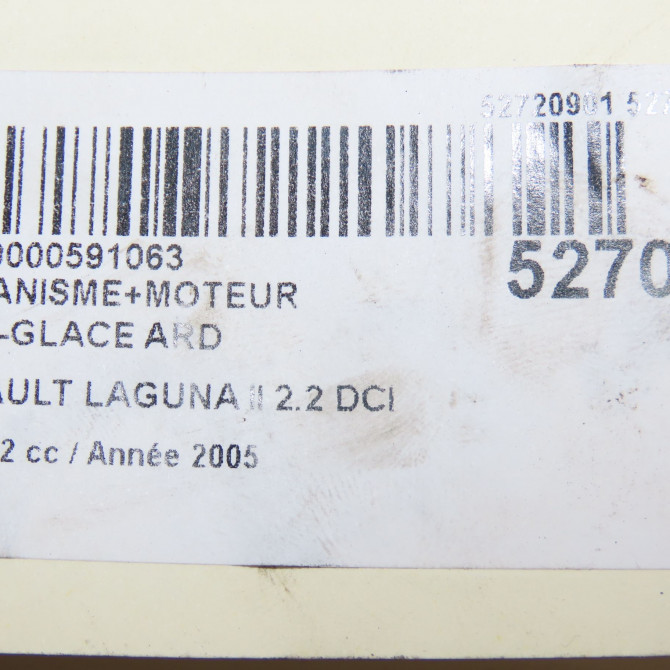 Mecanisme+moteur leve-glace ard occasion RENAULT LAGUNA II Phase 2 03-2005->09-2007 2.2 DCI 150ch 8200305721 8