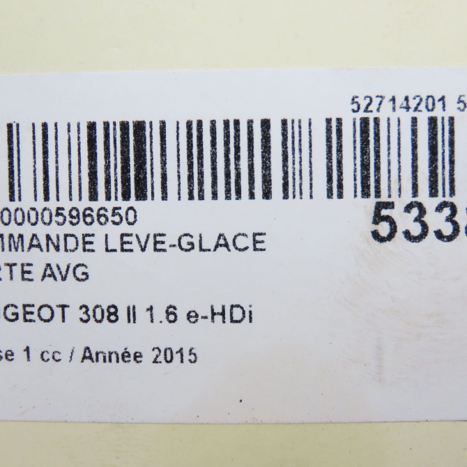 Commande lève-glace porte avant gauche occasion PEUGEOT 308 II 308 II Phase 1 2013-06-01->2017-08-31 1.6 e-HDi 115ch 96788281ZD 6