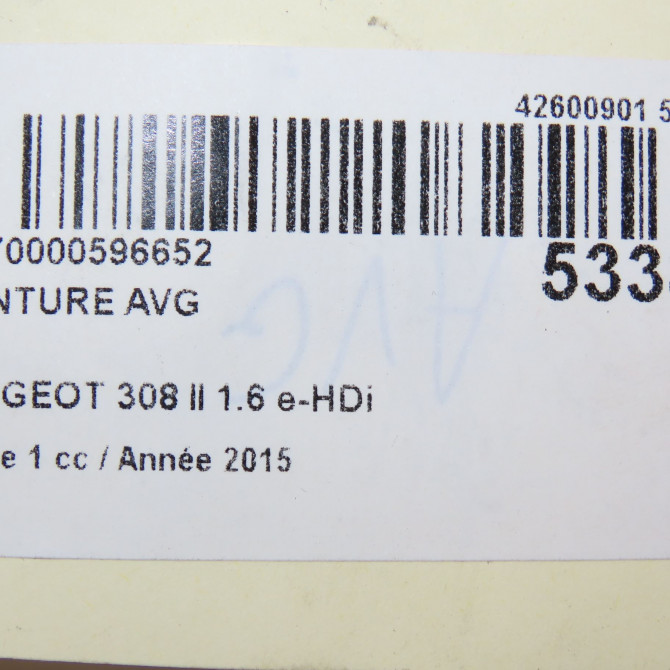 Ceinture avant gauche occasion PEUGEOT 308 II 308 II Phase 1 2013-06-01->2017-08-31 1.6 e-HDi 115ch 96776852XX 7