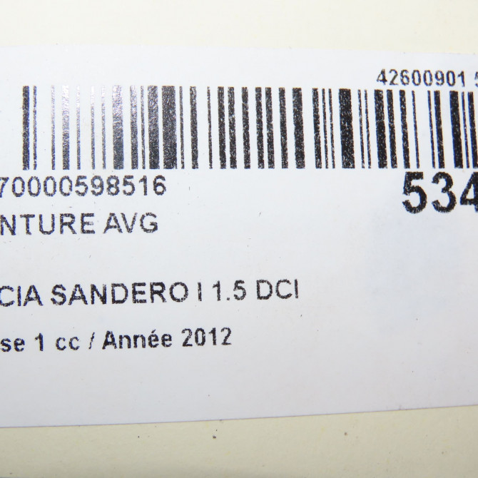 Ceinture avant gauche occasion DACIA SANDERO I Phase 1 06-2008->10-2012 1.5 DCI 75ch 8200751266 7