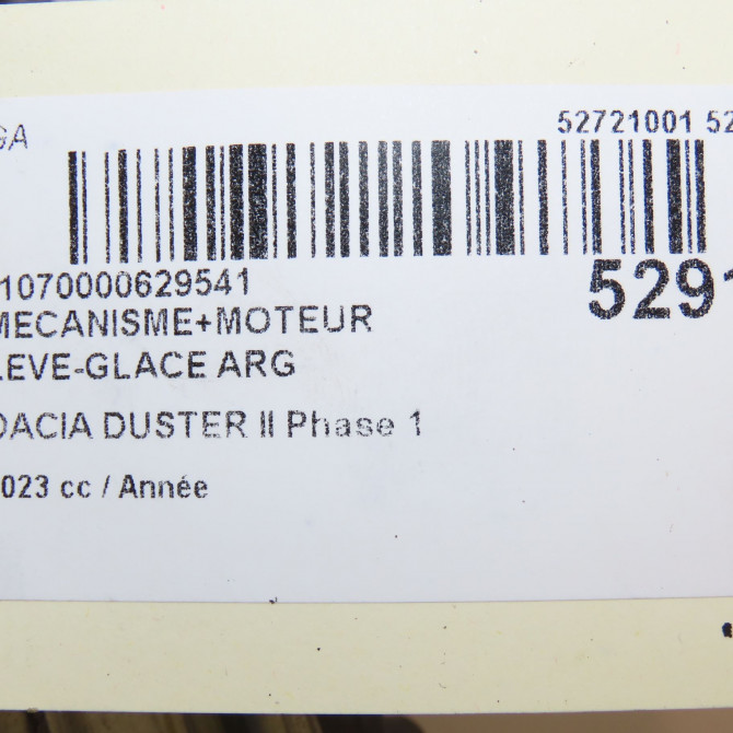 Mecanisme+moteur leve-glace arg occasion DACIA DUSTER II Phase 1 10-2017->... 827210622R 8