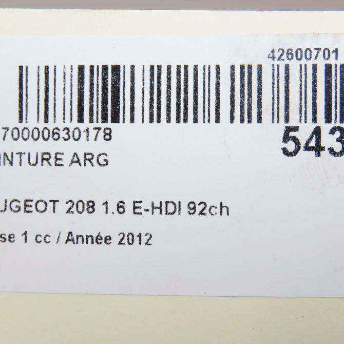 Ceinture arrière gauche occasion PEUGEOT 208 208 Phase 1 2012-03-01->2015-09-30 1.6 E-HDI 92ch 16101489XY 6