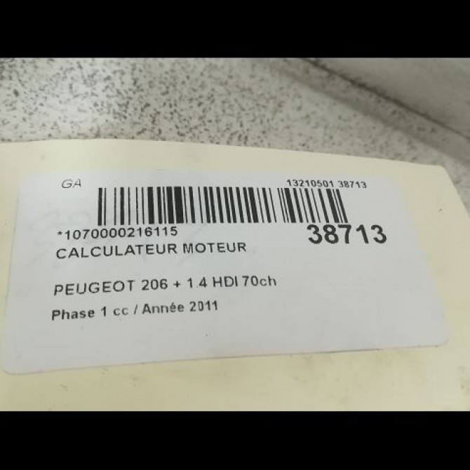Calculateur moteur occasion PEUGEOT 206 + Phase 1 03-2009->05-2013 1.4 HDI 70ch 6