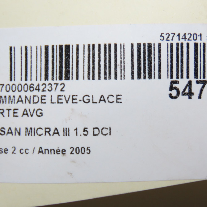 Commande lève-glace porte avant gauche occasion NISSAN MICRA III Phase 2 11-2005->11-2007 1.5 DCI 86ch 25401BC60B 5
