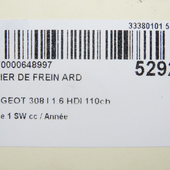 Etrier de frein arrière droit occasion PEUGEOT 308 I Phase 1 SW 05-2008->03-2011 1.6 HDI 110ch 4401P5 5
