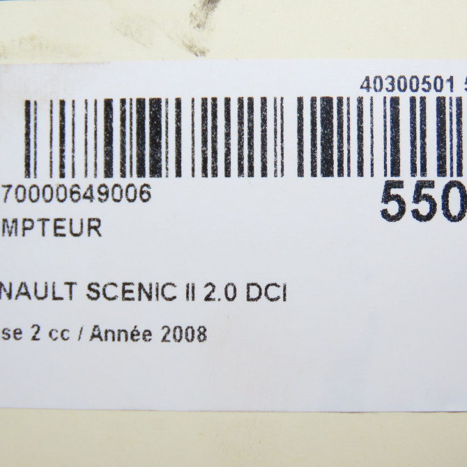 Compteur occasion RENAULT SCENIC II Phase 2 09-2006->04-2009 2.0 DCI 150ch 8200787774 7