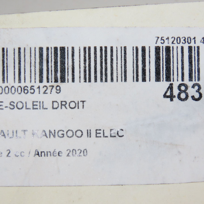 Pare-soleil droit occasion RENAULT KANGOO II Phase 2 01-2013->... ELEC 8200924097 4