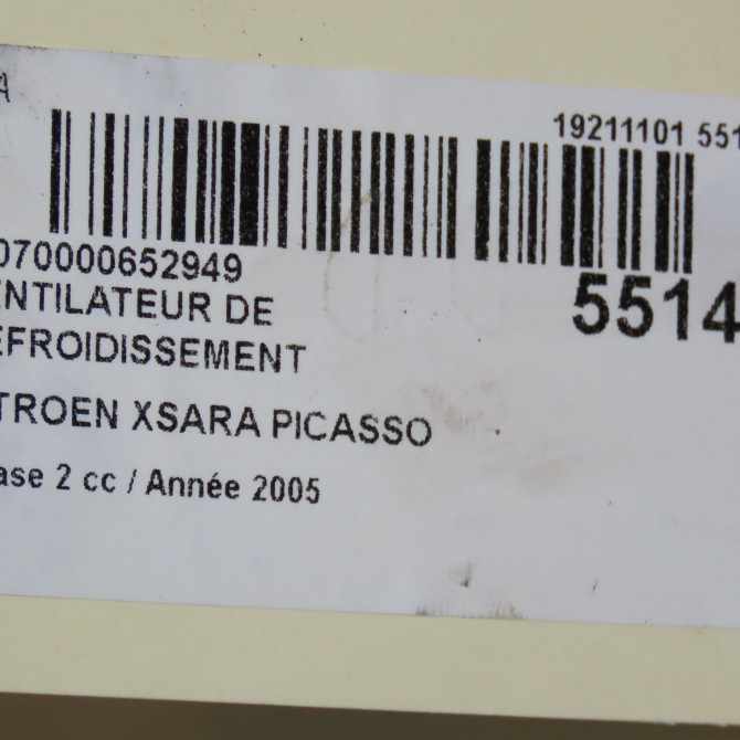 Ventilateur de refroidissement occasion CITROEN XSARA PICASSO Phase 2 02-2004->12-2010 1.6i 16v 1250F8 7