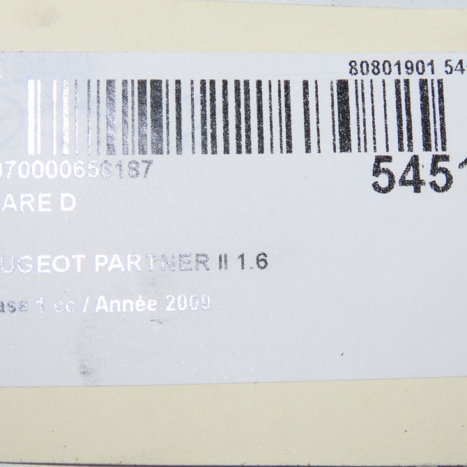 Phare droit occasion PEUGEOT PARTNER II Phase 1 05-2008->03-2012 1.6 HDI 90ch 6206K4 5