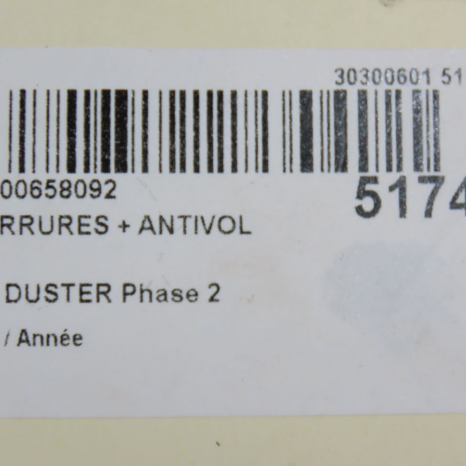 Kit serrures + antivol occasion DACIA DUSTER Phase 2 09-2013->... 8