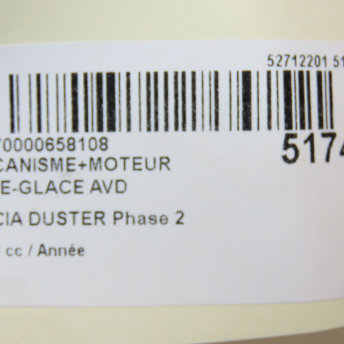 Mecanisme + moteur lève-glace avant droit occasion DACIA DUSTER Phase 2 09-2013->... 807201952R 6