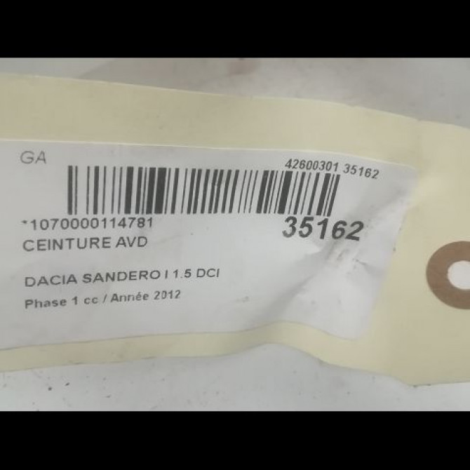 Ceinture avant droite occasion DACIA SANDERO I Phase 1 06-2008->10-2012 1.5 DCI 90ch 868846001R 4