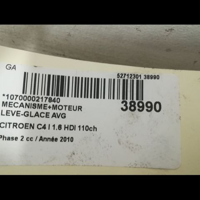 Mecanisme+moteur leve-glace avg occasion CITROEN C4 I Phase 2 07-2008->10-2010 1.6 HDI 110ch 9221V1 3