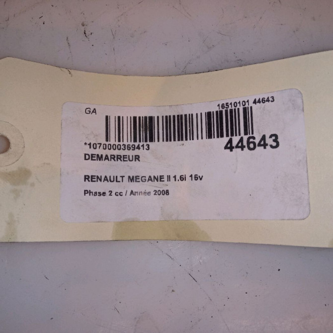 Démarreur occasion RENAULT MEGANE II Phase 2 01-2006->06-2009 1.6i 16v 110ch 233004003R 4