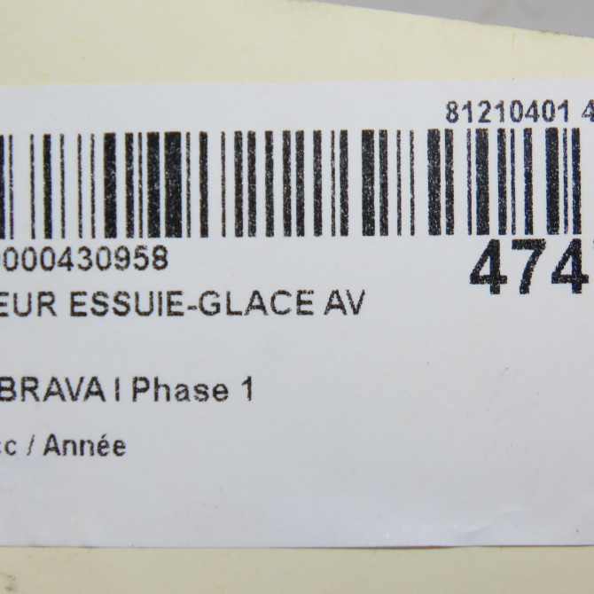 Moteur essuie-glace avant occasion FIAT BRAVA I Phase 1 09-1995->12-2001 9948456 6