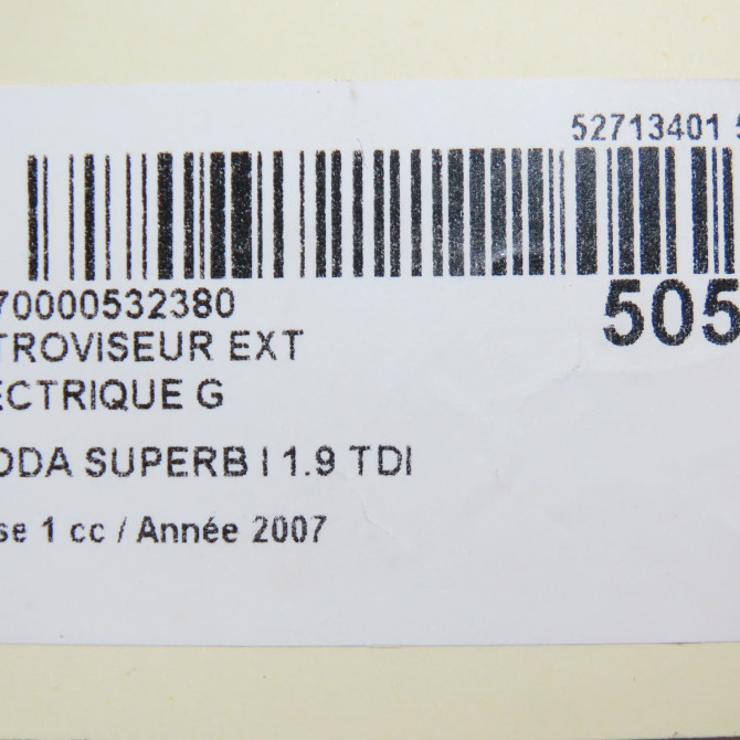 Retroviseur exterieur electrique gauche occasion SKODA SUPERB I Phase 1 06-2002->06-2008 1.9 TDI 130ch 3U1857507AM01C 6