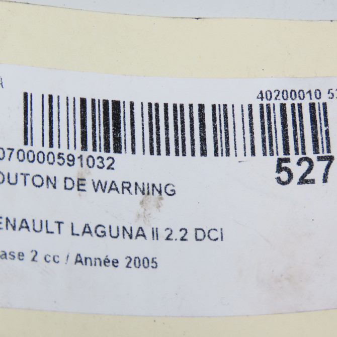 Bouton de warning occasion RENAULT LAGUNA II Phase 2 03-2005->09-2007 2.2 DCI 150ch 252904889R 5