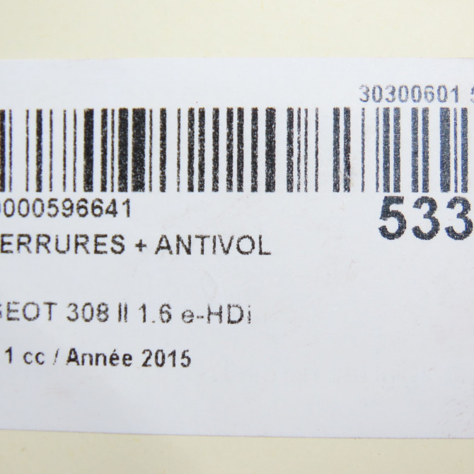 Kit serrures + antivol occasion PEUGEOT 308 II 308 II Phase 1 2013-06-01->2017-08-31 1.6 e-HDi 115ch 1610783580 5