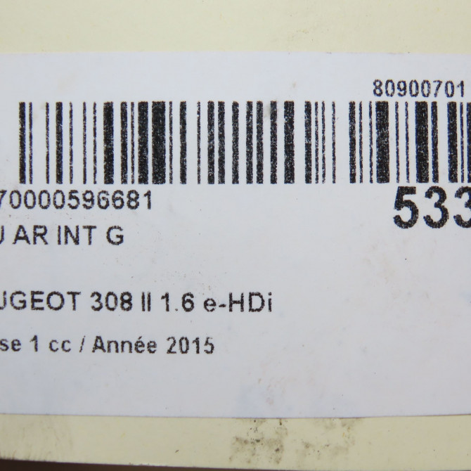 Feu arrière interieur gauche occasion PEUGEOT 308 II 308 II Phase 1 2013-06-01->2017-08-31 1.6 e-HDi 115ch 9677818380 6