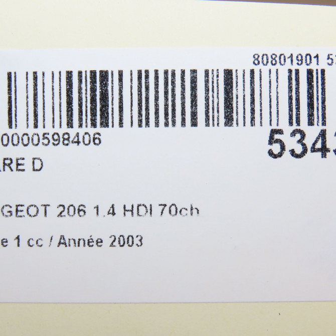 Phare droit occasion PEUGEOT 206 Phase 1 09-1998->03-2009 1.4 HDI 70ch 6205S9 5