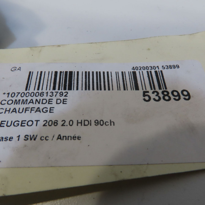 Commande de chauffage occasion PEUGEOT 206 206 phase 1 SW 2002-06-01->2006-12-31 2.0 HDI 90ch 6451ZH 8