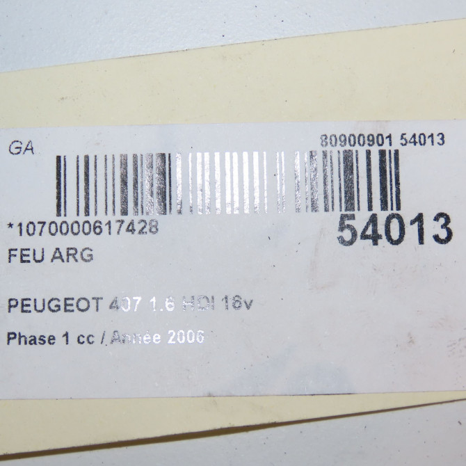 Feu arrière gauche occasion PEUGEOT 407 Phase 1 04-2004->07-2008 1.6 HDI 16v 6350HP 5