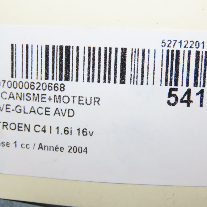 Mecanisme + moteur lève-glace avant droit occasion CITROEN C4 I Phase 1 11-2004->07-2008 1.6i 16v 9222V0 7