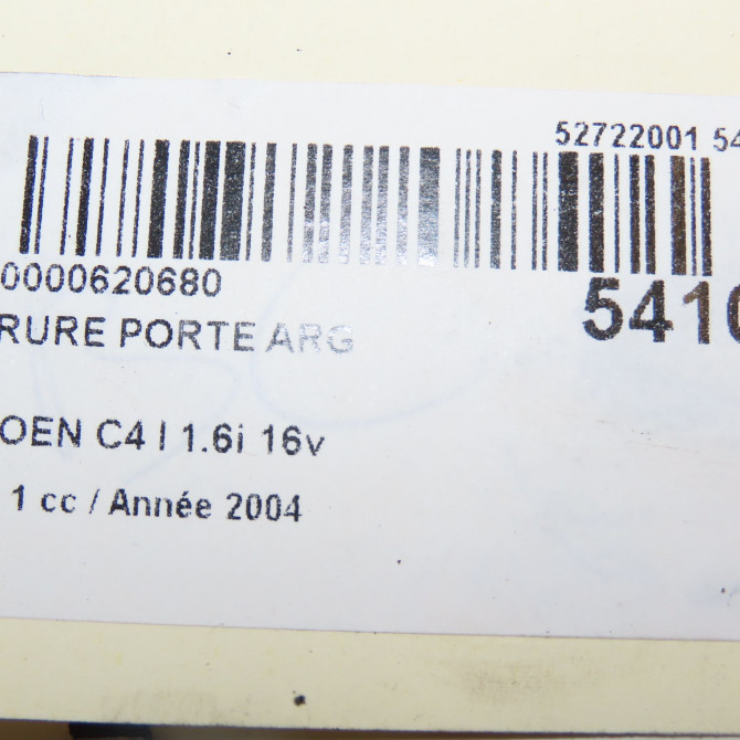 Serrure porte arg occasion CITROEN C4 I Phase 1 11-2004->07-2008 1.6i 16v 9137Q3 4