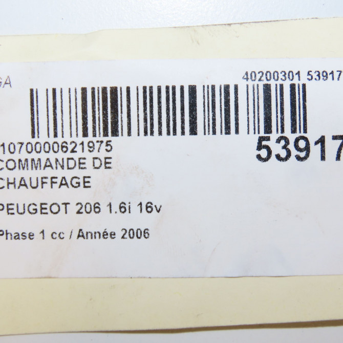 Commande de chauffage occasion PEUGEOT 206 Phase 1 09-1998->03-2009 1.6i 16v 6451ZH 7