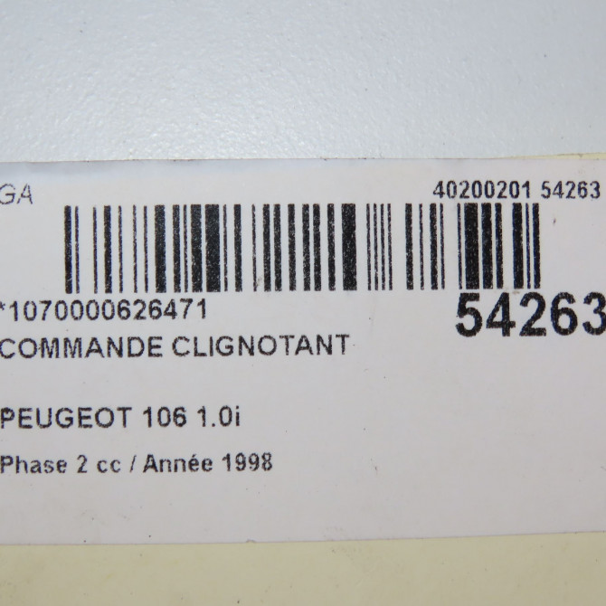 Commande clignotant occasion PEUGEOT 106 Phase 2 04-1996->09-2003 1.0i 625366 5