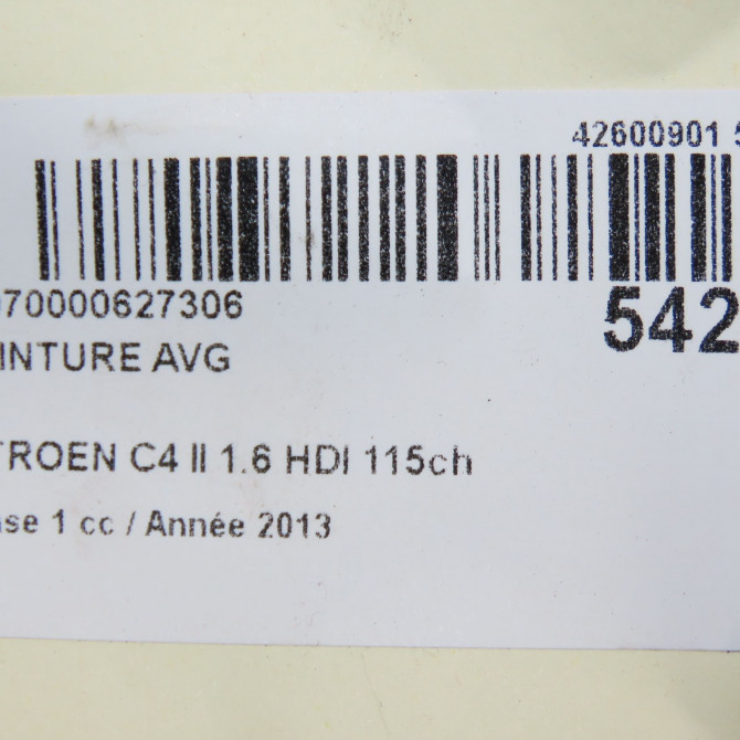 Ceinture avant gauche occasion CITROEN C4 II Phase 1 10-2010->01-2015 1.6 HDI 115ch 98026093XX 7