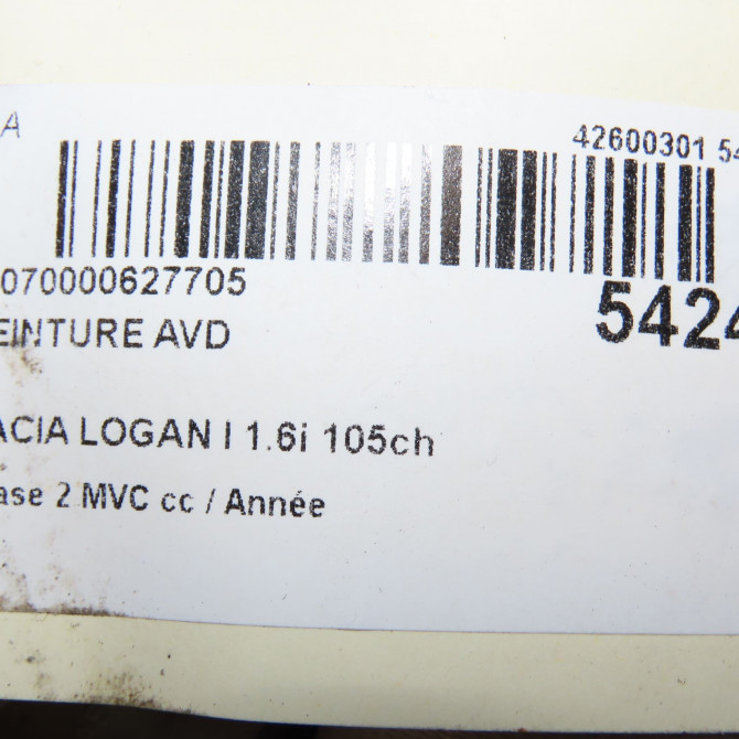 Ceinture avant droite occasion  868846001R 5