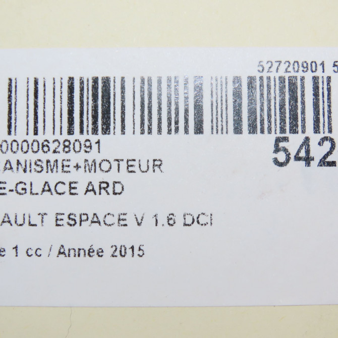 Mecanisme+moteur leve-glace ard occasion RENAULT ESPACE V Phase 1 02-2015->... 1.6 DCI 160ch 827204540R 7