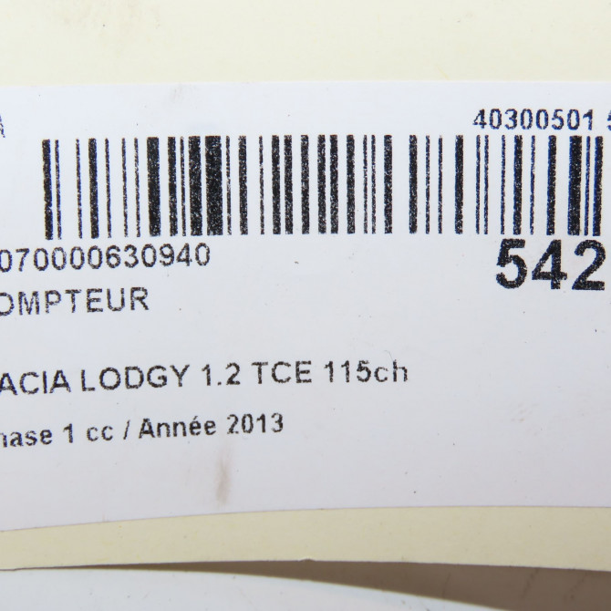 Compteur occasion DACIA LODGY Phase 1 01-2012->... 1.2 TCE 115ch 248102645R 6