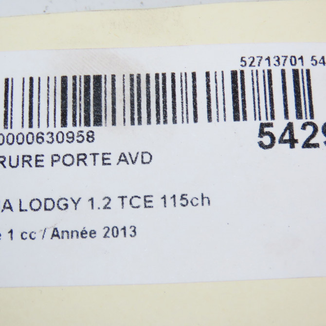 Serrure porte avd occasion DACIA LODGY Phase 1 01-2012->... 1.2 TCE 115ch 805025267R 5