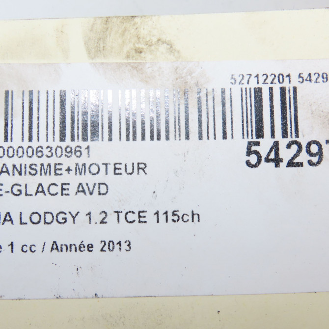 Mecanisme + moteur lève-glace avant droit occasion DACIA LODGY Phase 1 01-2012->... 1.2 TCE 115ch 7