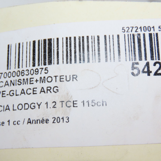 Mecanisme+moteur leve-glace arg occasion DACIA LODGY Phase 1 01-2012->... 1.2 TCE 115ch 827217782R 7