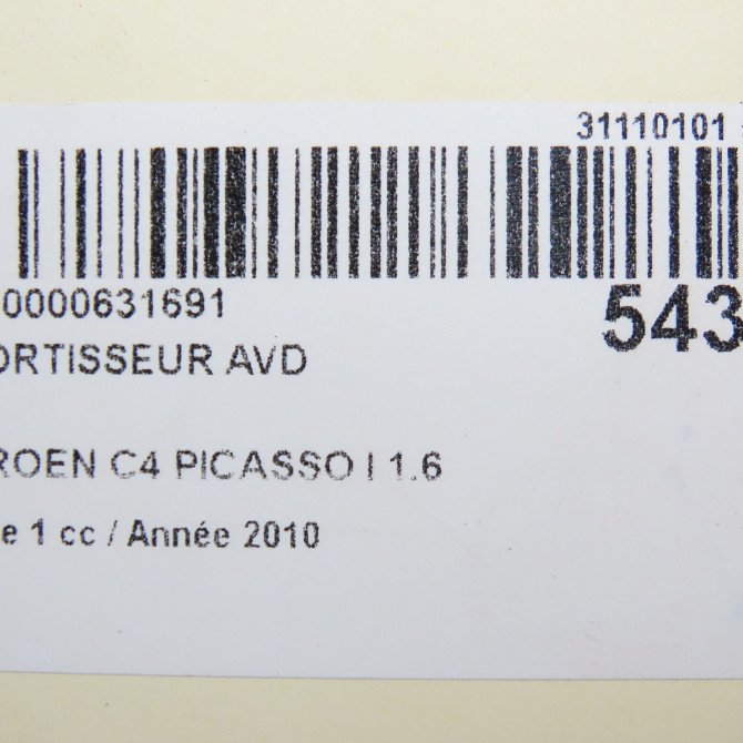 Amortisseur avant droit occasion CITROEN C4 PICASSO I Phase 1 01-2007->10-2013 1.6 HDi 16v 110ch 5202ZT 7