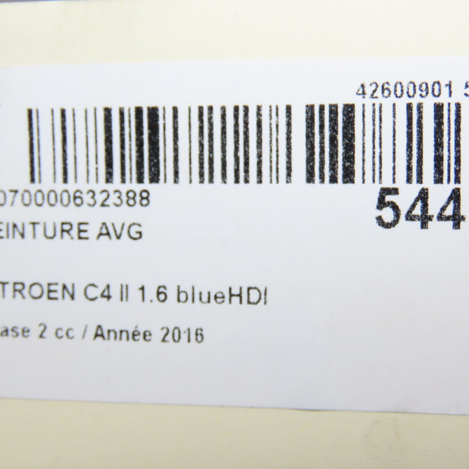 Ceinture avant gauche occasion CITROEN C4 II Phase 2 11-2014->... 1.6 blueHDI 100ch 98026093XX 7