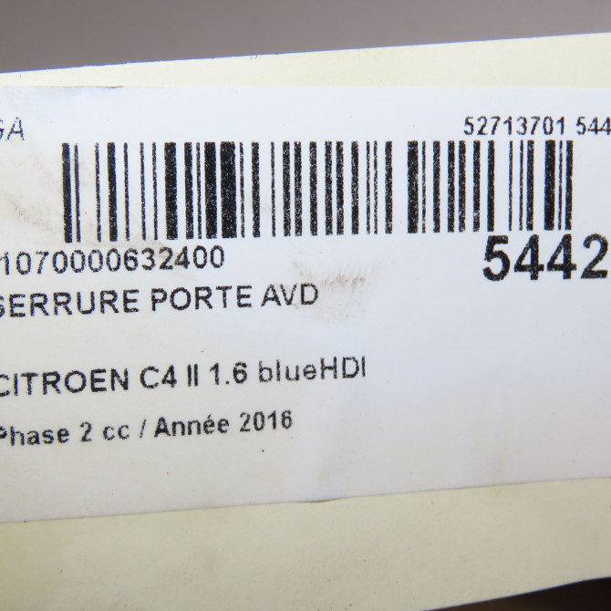 Serrure porte avd occasion CITROEN C4 II Phase 2 11-2014->... 1.6 blueHDI 100ch 9136GR 5