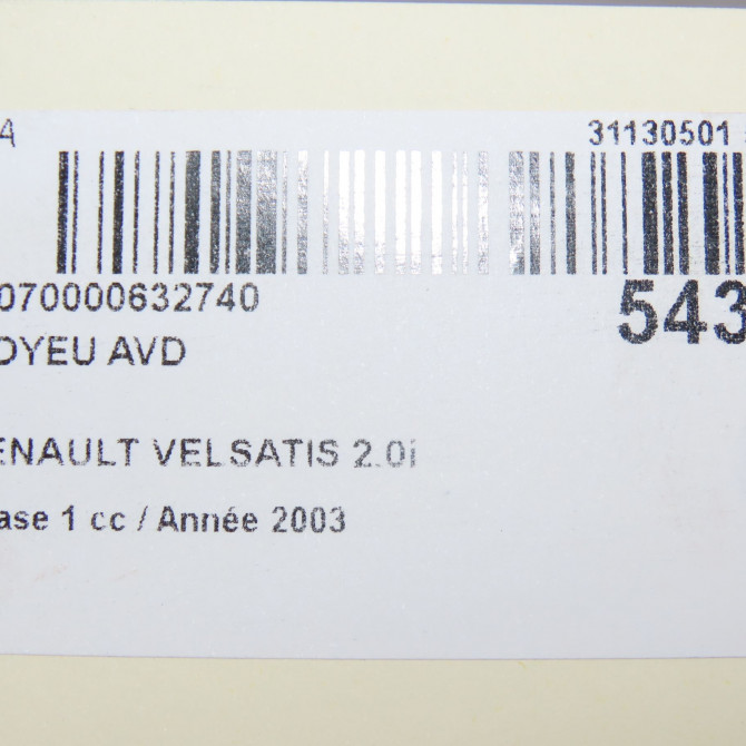 Moyeu avd occasion RENAULT VELSATIS Phase 1 01-2002->04-2005 2.0i 165ch 8200570190 5