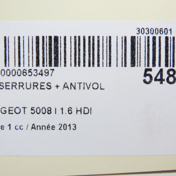 Kit serrures + antivol occasion PEUGEOT 5008 I Phase 1 11-2009->12-2013 1.6 HDI 112ch 4162SX 6