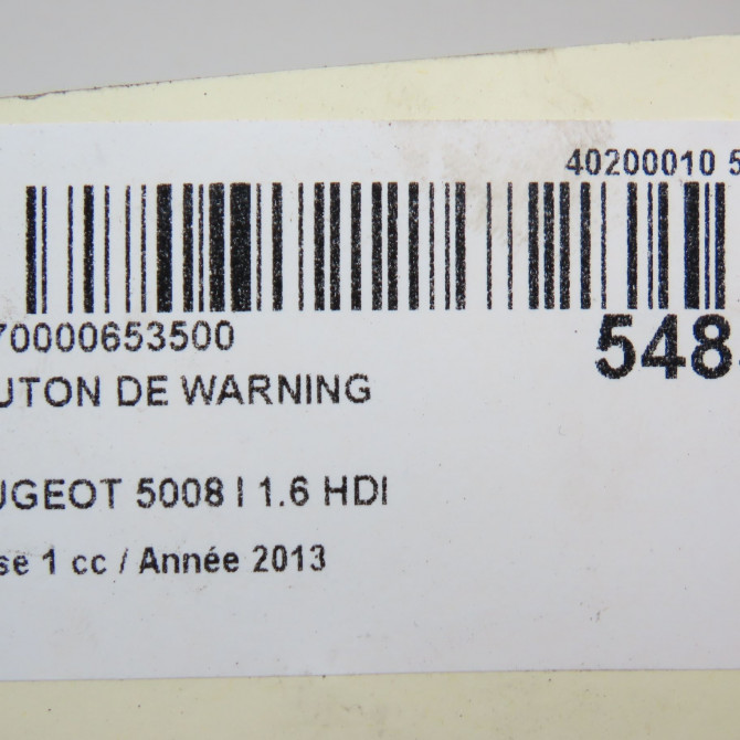 Bouton de warning occasion PEUGEOT 5008 I Phase 1 11-2009->12-2013 1.6 HDI 112ch 624344 5